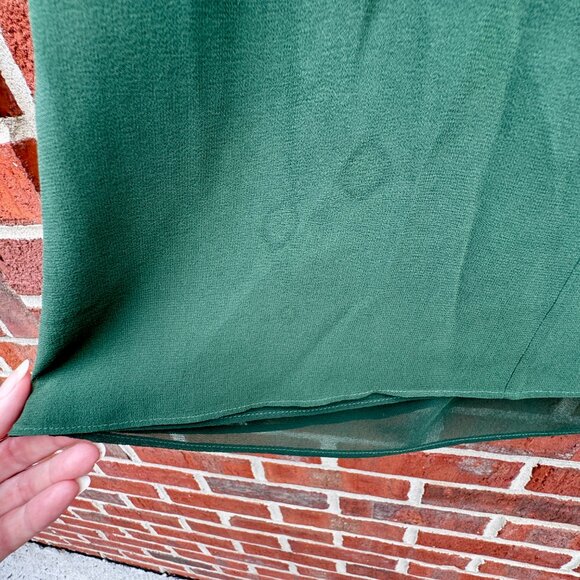 VTG Tory Burch Blouse Size 4 Sheer Green Silk Black Trim Gold Stud Detail - Picture 5 of 9